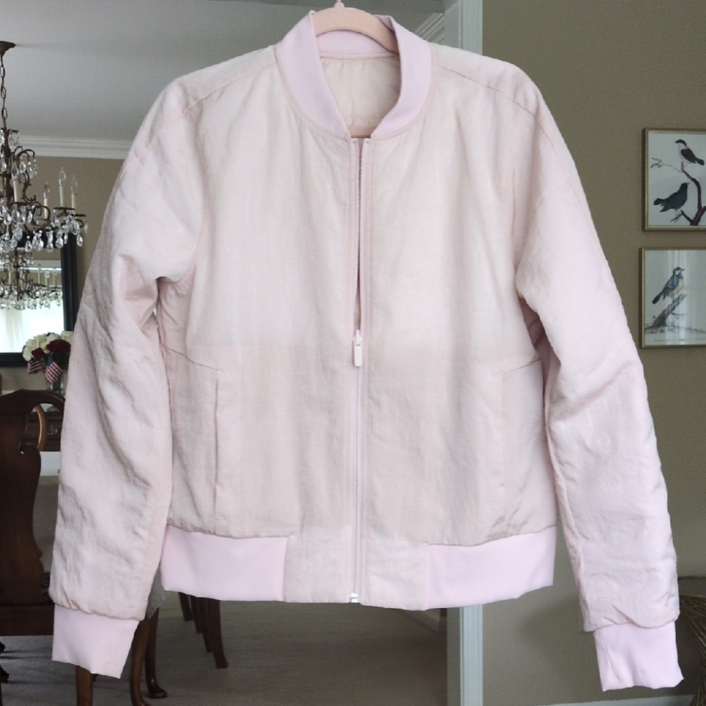 Lululemon Pink Non-Stop Bomber Jacket Quilted Satin